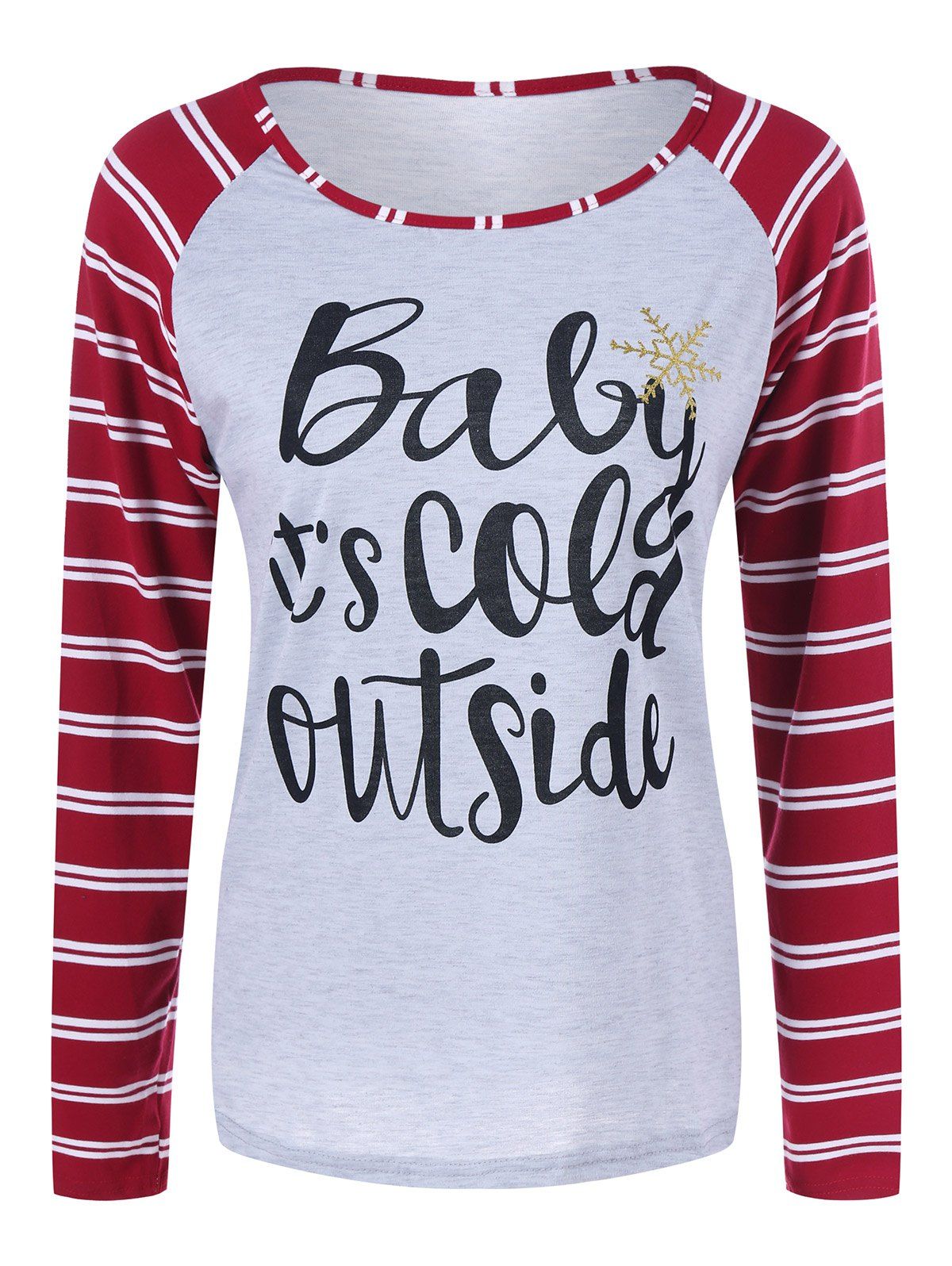 

Raglan Sleeve Striped Graphic Baseball Tee Shirts, Gray