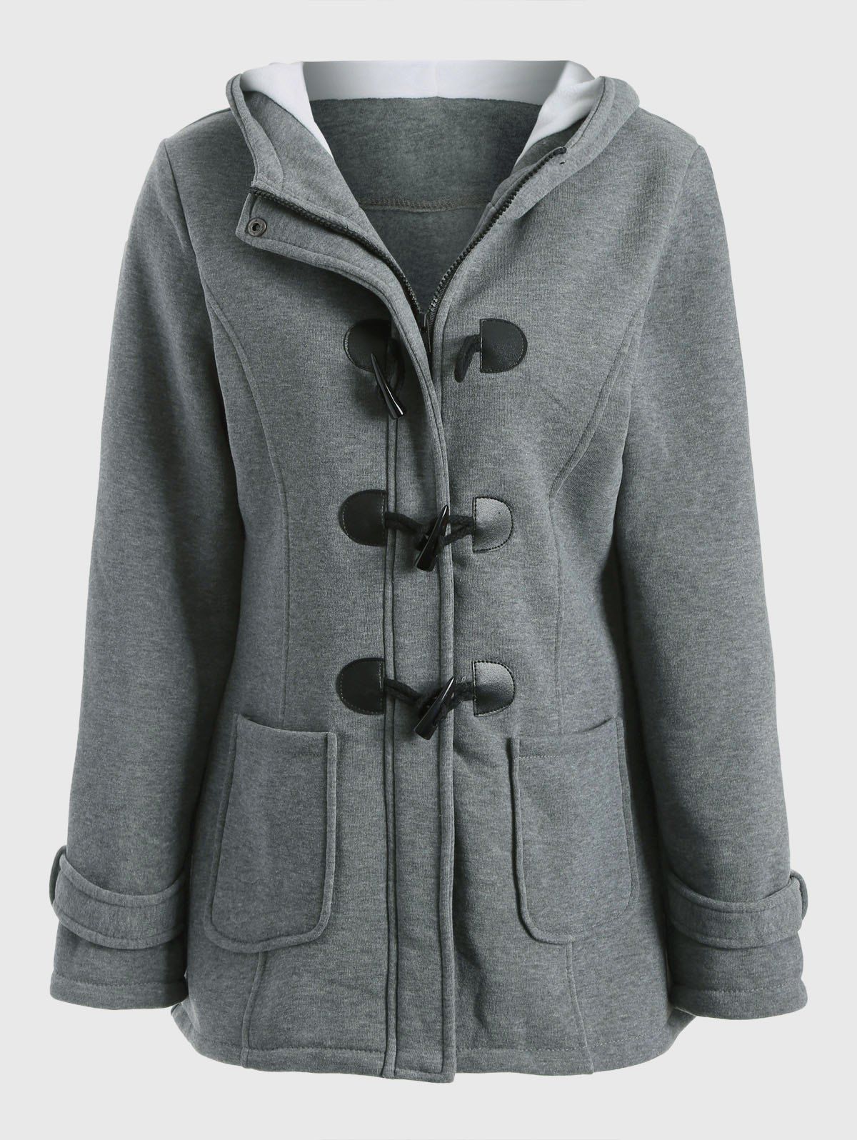 

Hooded Duffle Coat, Gray