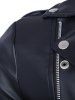 Turndown Collar Zippers Design PU Leather Jacket -  