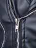 Turndown Collar Zippers Design PU Leather Jacket -  