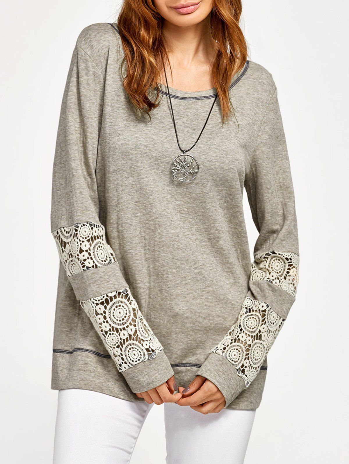 

Crochet Insert Tee, Yellow grey