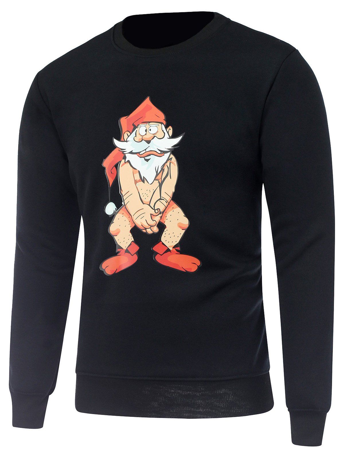 

Crew Neck Long Sleeve Bare Father Christmas Print Sweatshirt, Black