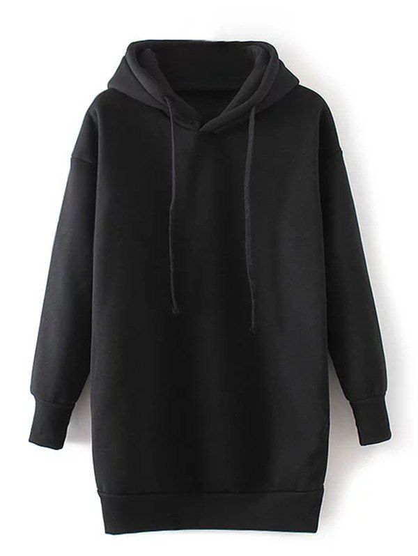 

Longline Drawstring Hoodie, Black