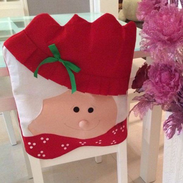 

Christmas Supplies Dinner Decoration Mrs Santa Chair Back Cover, Red with white