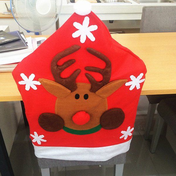 

Christmas Supplies Dinner Decoration Elk Pattern Chair Back Cover, Red