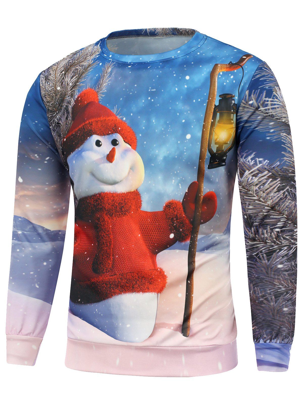 

Christmas Snowman Printed Long Sleeve Sweatshirt, Blue