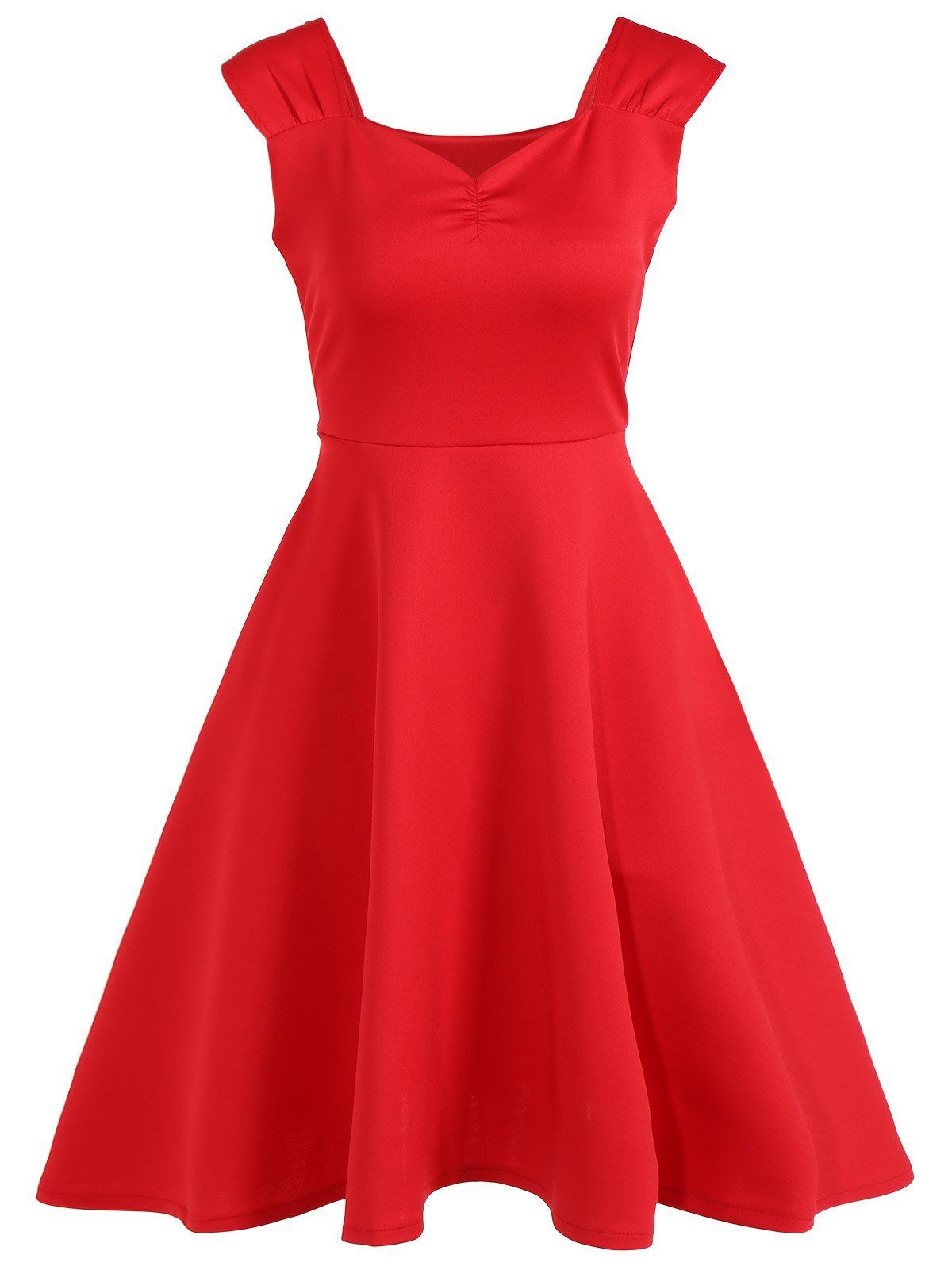 

Vintage High Waist A Line Dress, Red