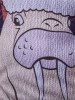 T-Shirt à Col Ras de Cou Imprimé Lion de Mer en Dessin Animé 3D - Multicolore 2XL