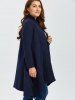 Plus Size Asymmetric Dotted Knitted Long Duster Cardigan -  