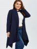 Plus Size Asymmetric Dotted Knitted Long Duster Cardigan -  