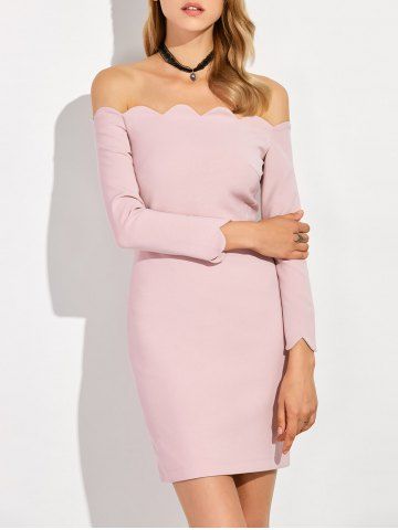 fitted off shoulder pastel pink