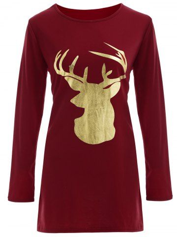 2019 christmas reindeer plus size long sleeve tunic t shirt