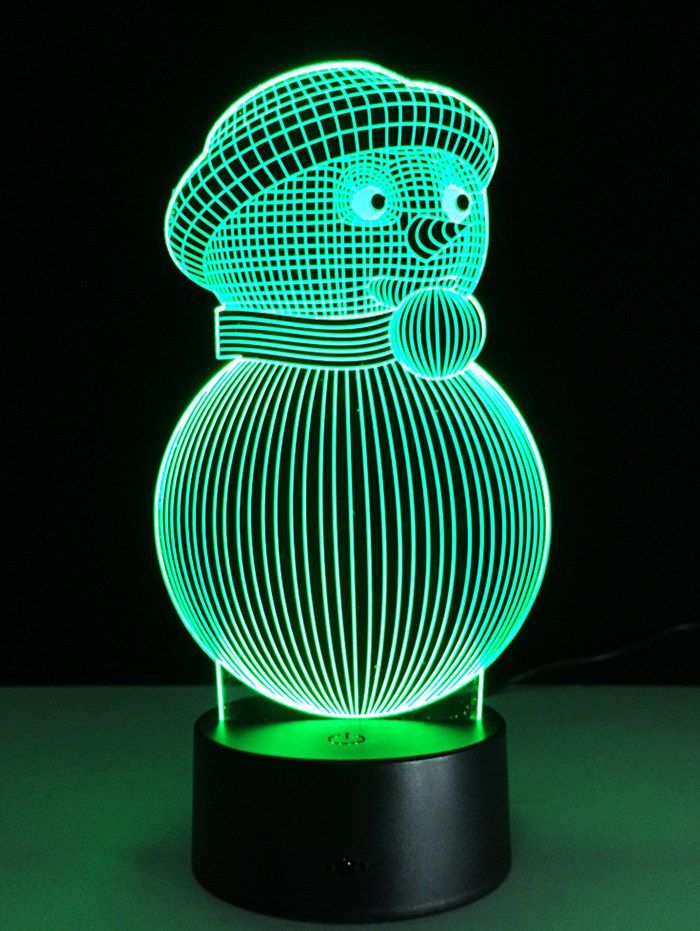 

3D Christmas Snowman Shape Touch Colorful Night Light, Transparent