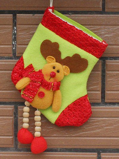 

Merry Christmas Decoration Deer Pattern Hanging Santa Present Sock, Yellow