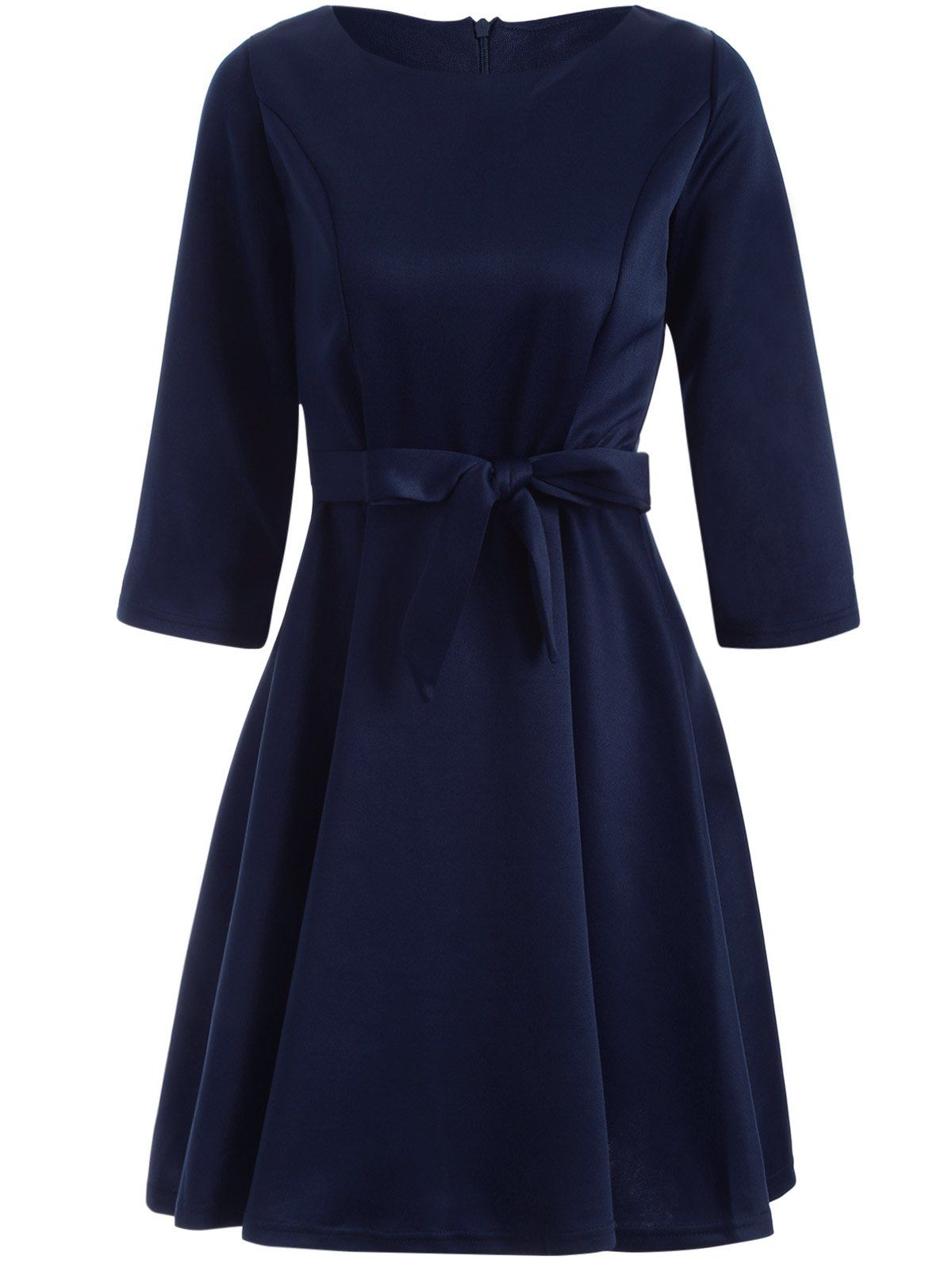 [45% OFF] Vintage Swing Dress With Tie Belt | Rosegal