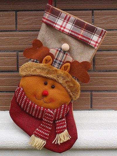 

Christmas Elk Design Hanging Gift Sock Xmas Tree Decor, Colormix