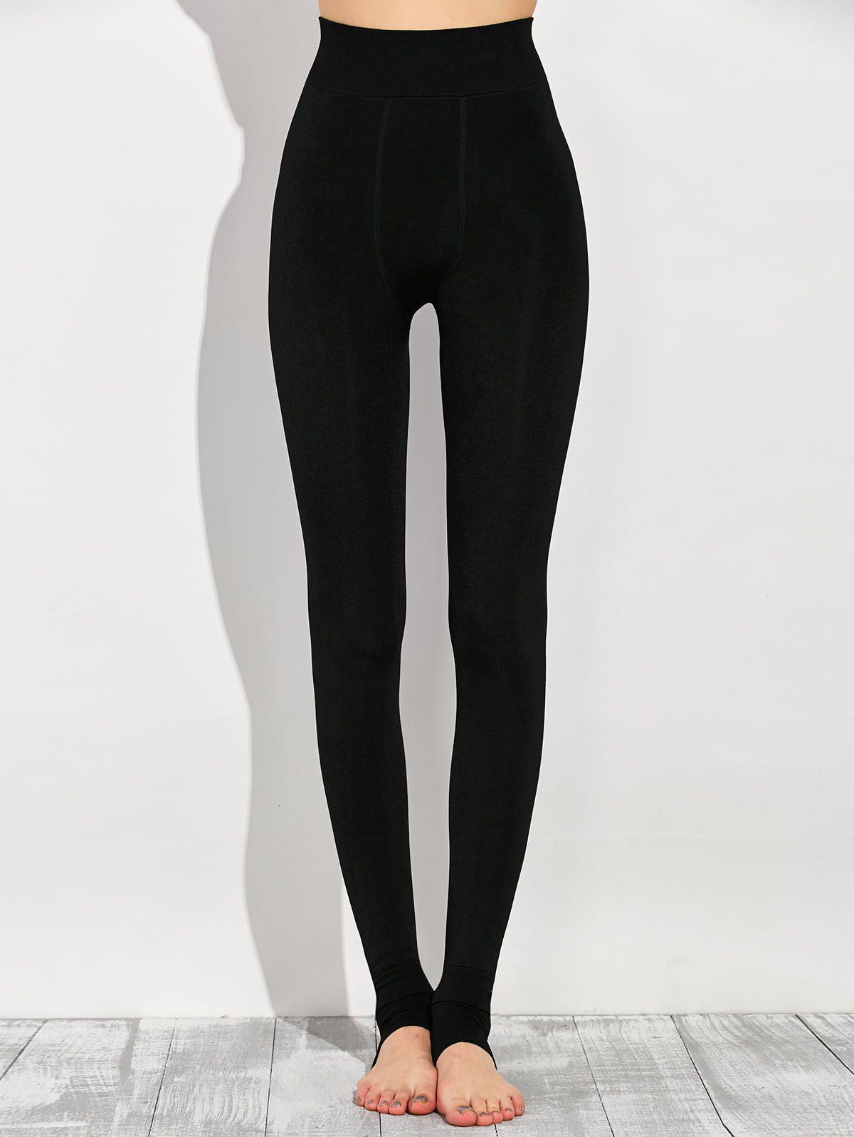 Black One Size Stretchy Stirrup Leggings | RoseGal.com