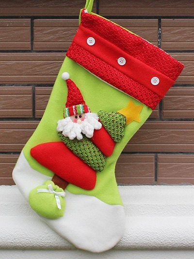 

Xmas Tree Decor Santa Hanging Christmas Gift Stocking Bag, Red and green