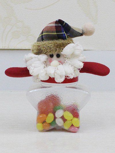

Christmas Supplies Cute Plush Santa Toy Star Shape Candy Jar, Transparent
