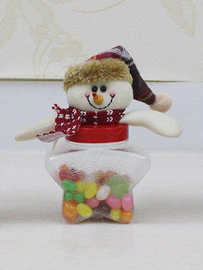

Christmas Supplies Cute Plush Snowman Toy Star Shape Candy Jar, Transparent