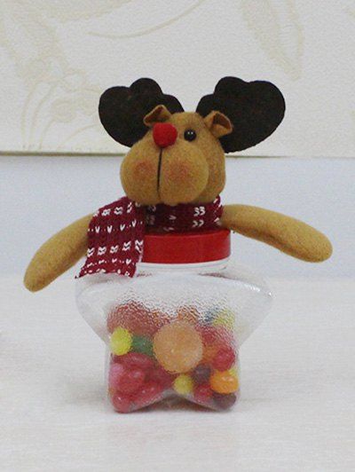 

Christmas Supplies Plush Elk Doll Transparent Star Shape Candy Jar