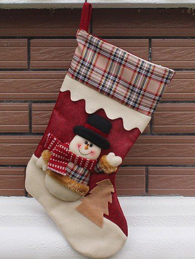 

Snowman Pattern Hanging Candy Present Sock Party Decoration, Colormix