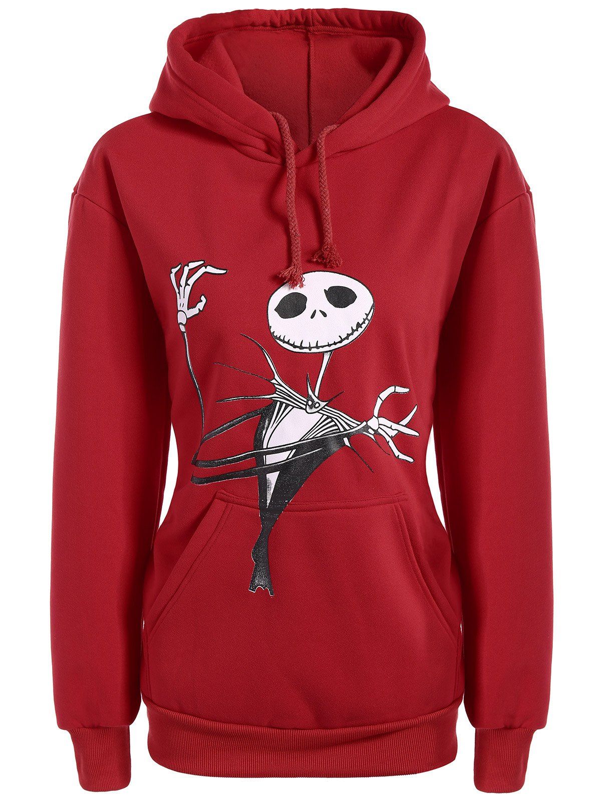 

Plus Size Halloween Ghost Print Graphic Hoodie, Red