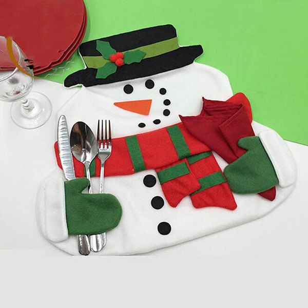 

Home Decor Christmas Cloth Pad Snowman Double Table Mat, Colormix