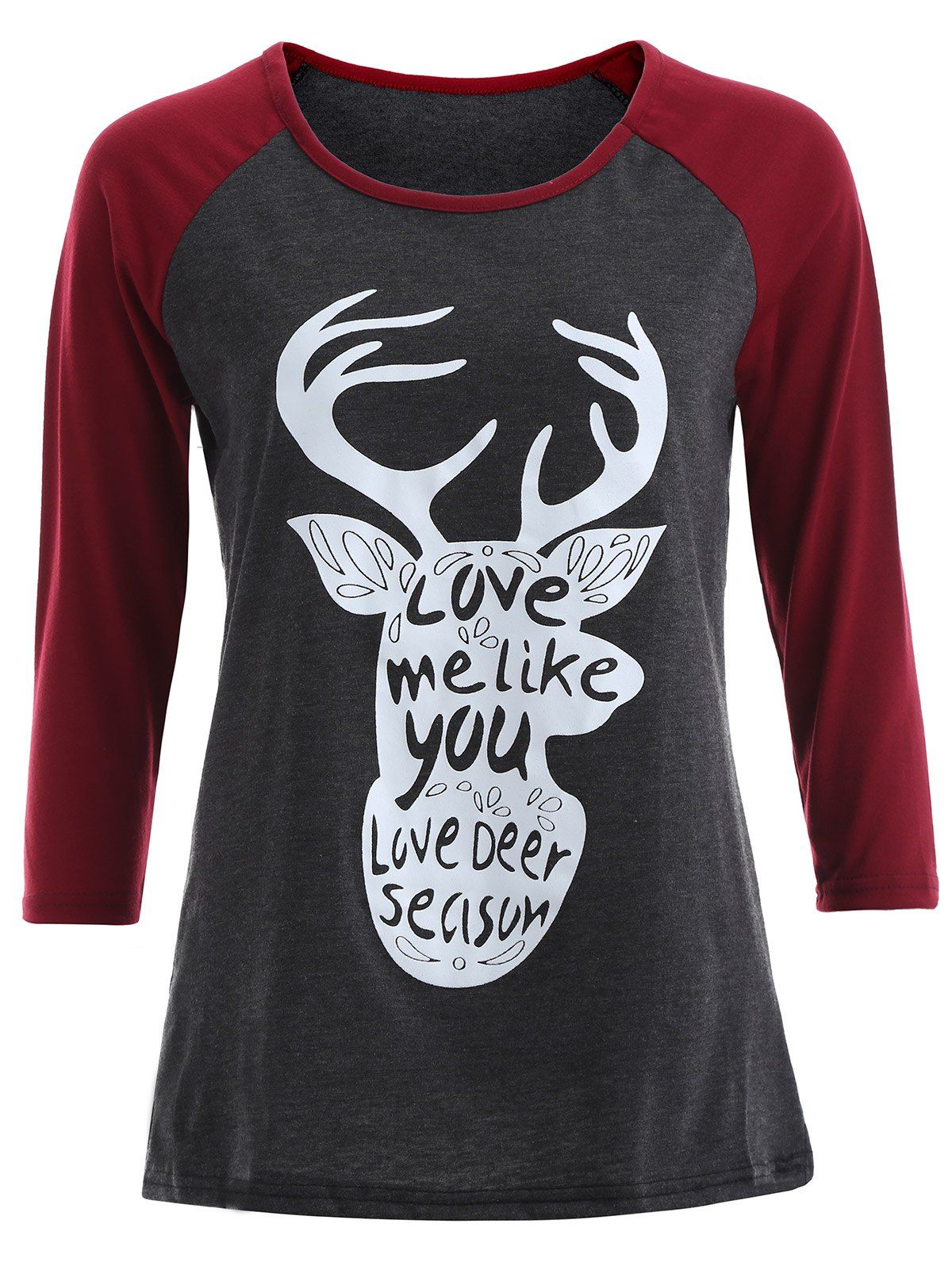 

Letter Christmas Reindeer Tee, Gray and red