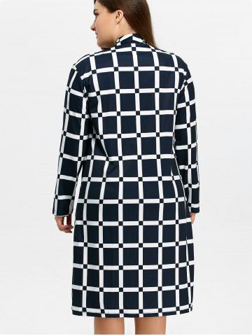 Plus Size Long Grid Coat