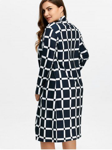 Plus Size Long Grid Coat