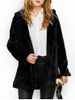 Hooded Fuzzy Faux Fur Coat -  