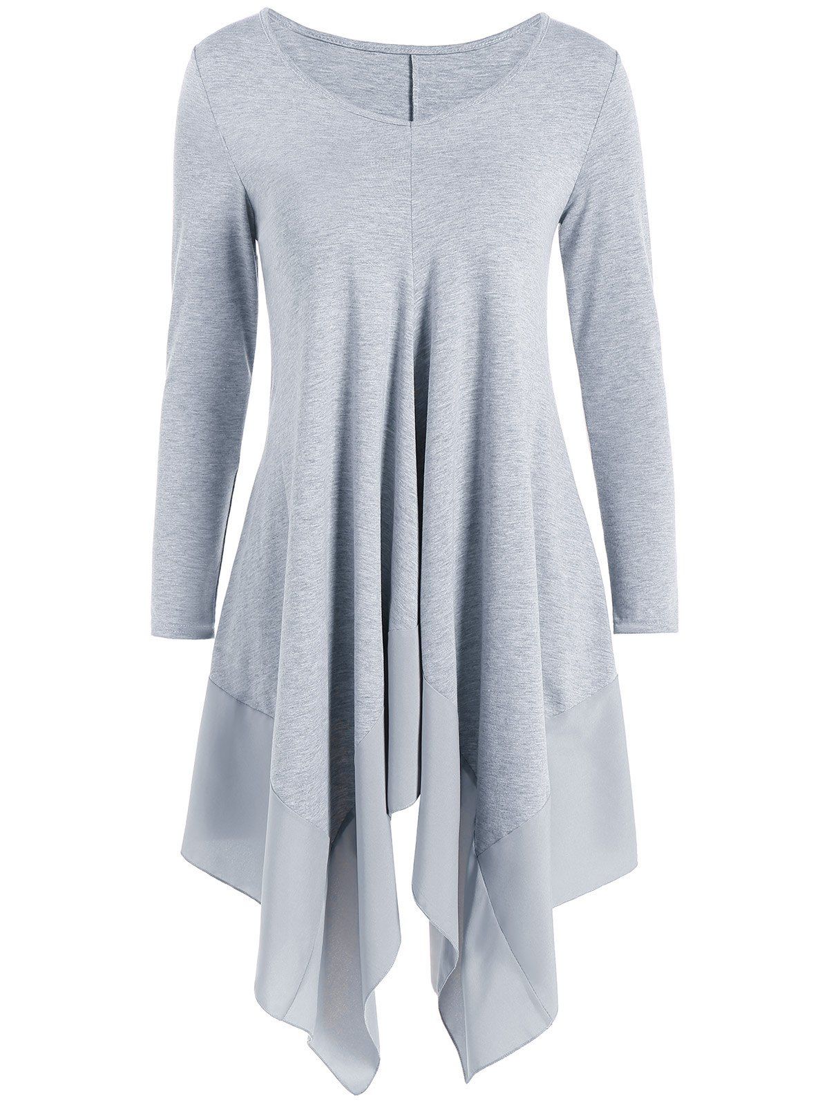 [45% OFF] Long Sleeve Asymmetric Handkerchief Cream Dress | Rosegal