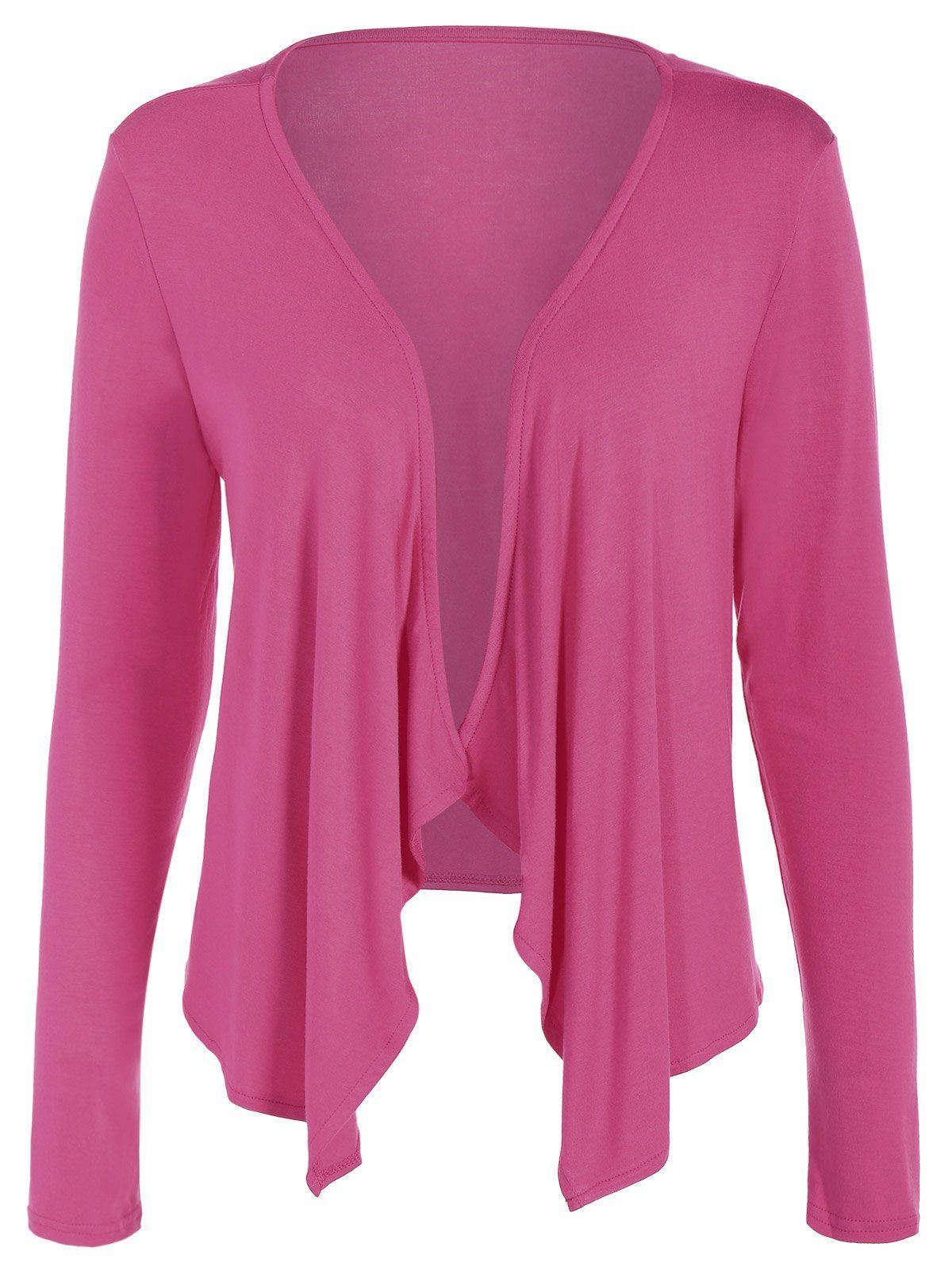 33 Off Long Sleeve Drape Open Front Short Cardigan Rosegal