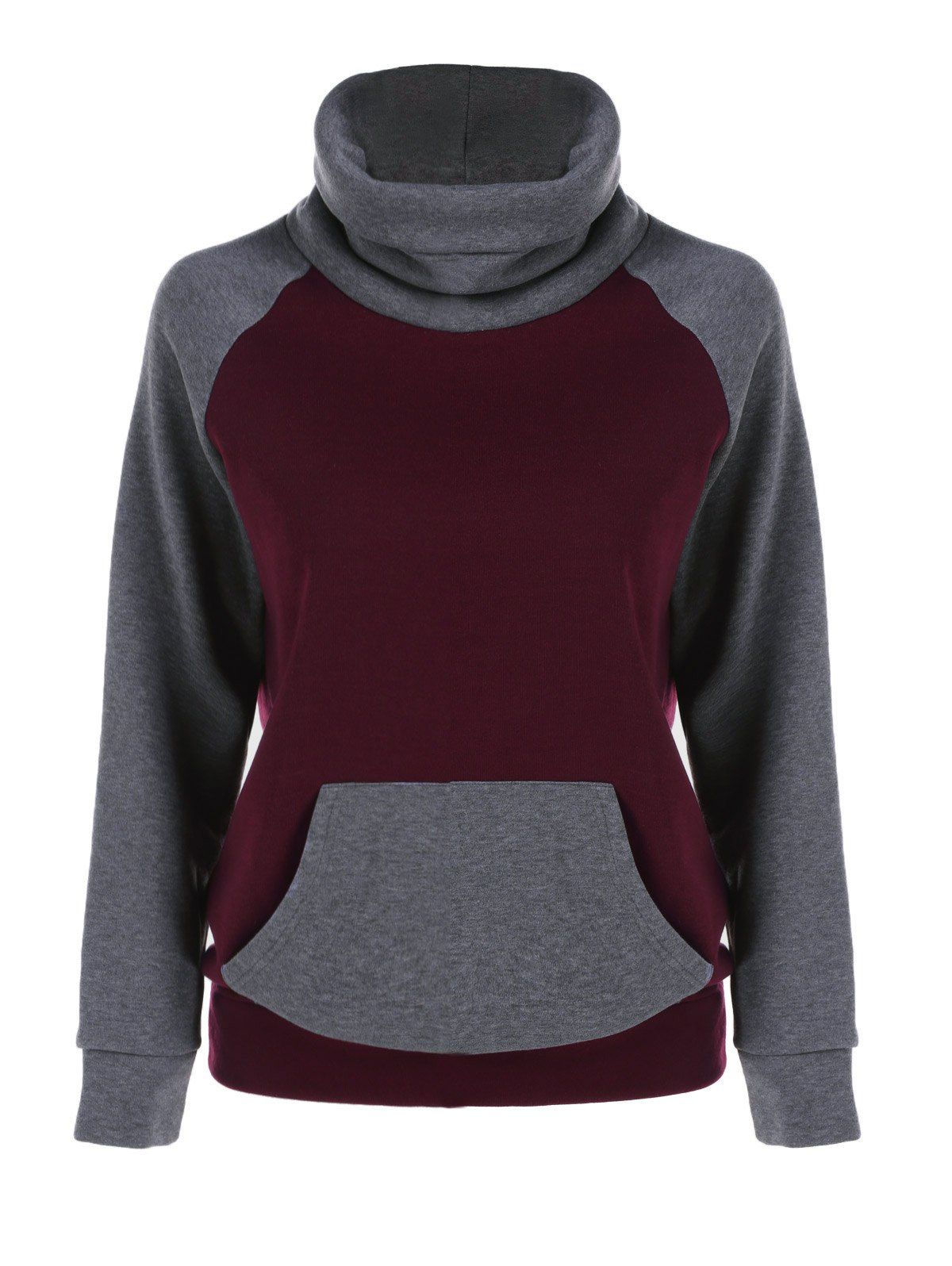 [67% OFF] Turtleneck Kangaroo Pocket Sweatshirt | Rosegal