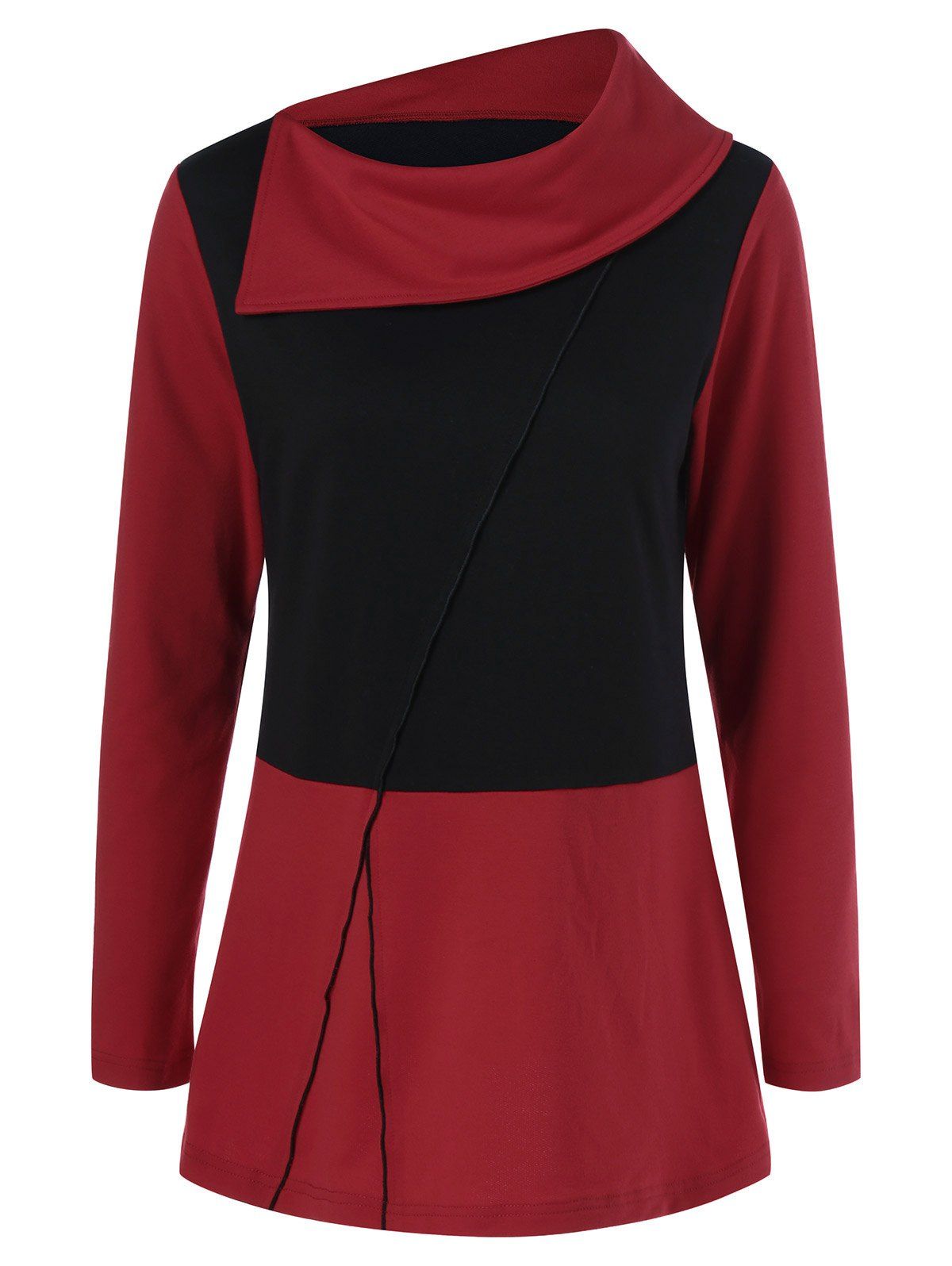 

Side Collar T-Shirt, Red with black