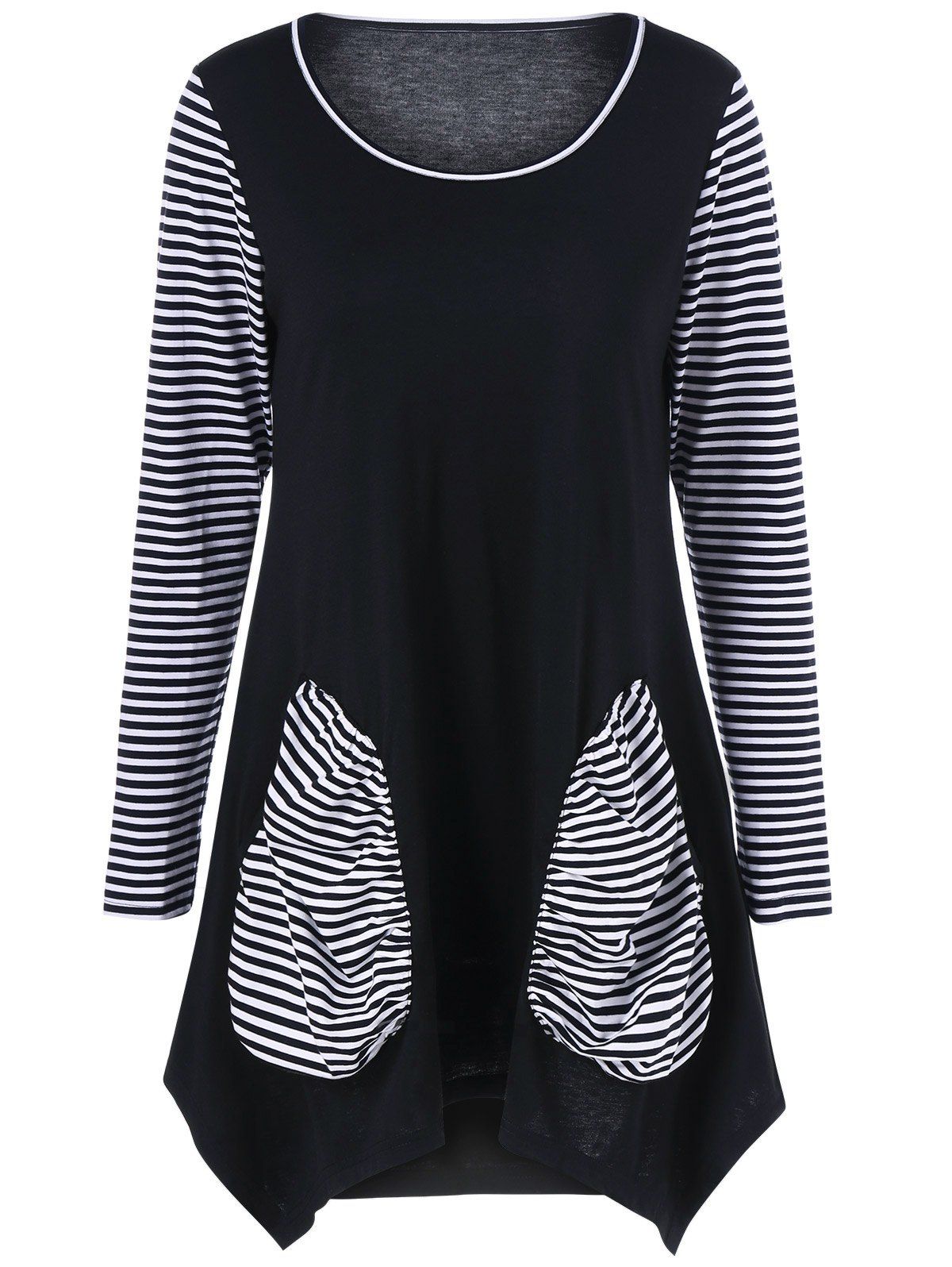 [77 OFF] Pockets Design Striped Trim TShirt Rosegal