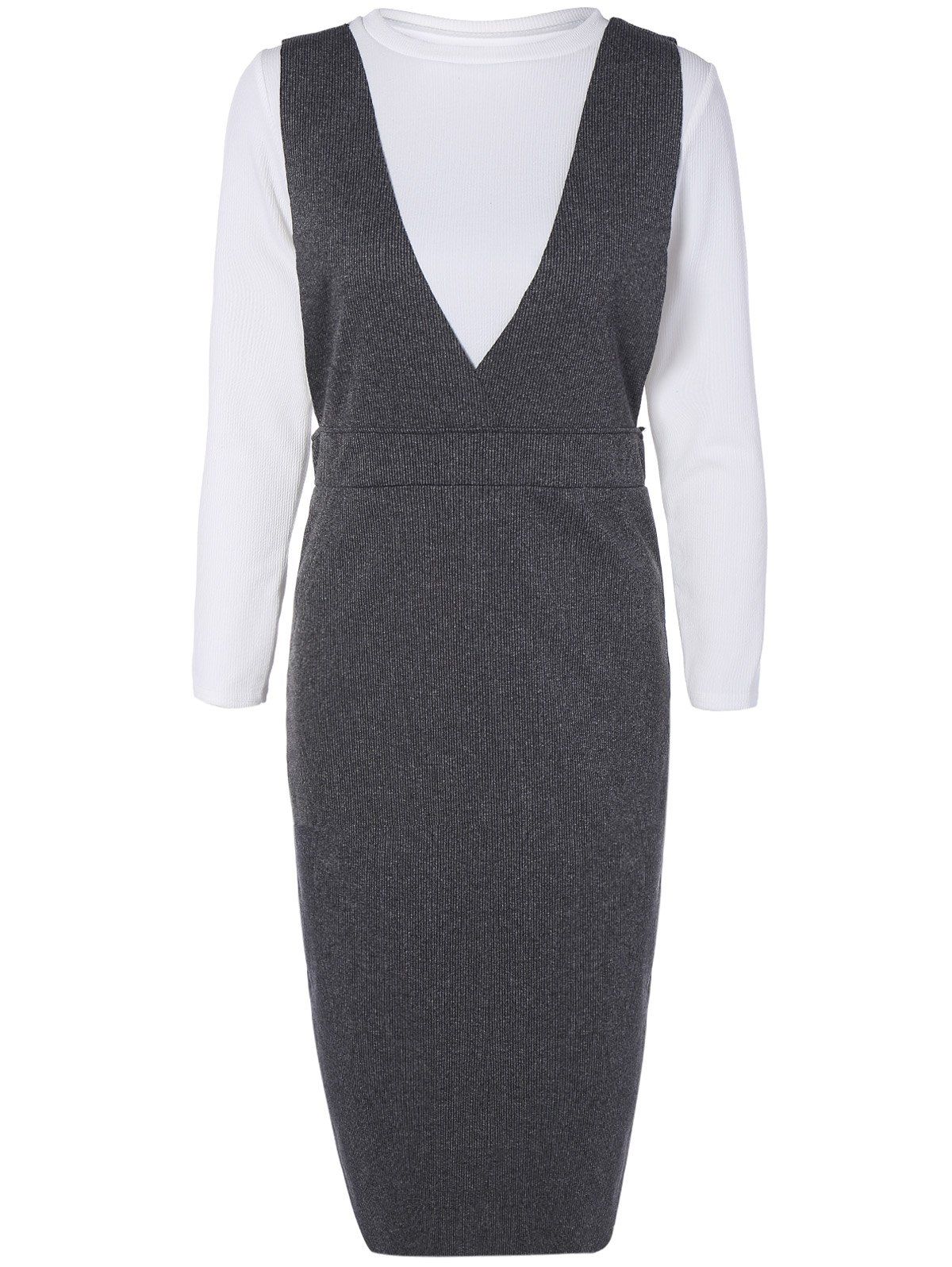 black bodycon pinafore dress