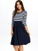 A Line Stripe Casual Dress Fall -  