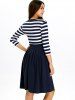 A Line Stripe Casual Dress Fall -  
