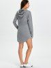 Hooded Long Sleeve Sweatshirt Mini Dress with Pocket -  