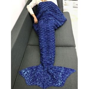 

Sofa Keep Warm Crochet Fish Scale Mermaid Blanket, Deep blue