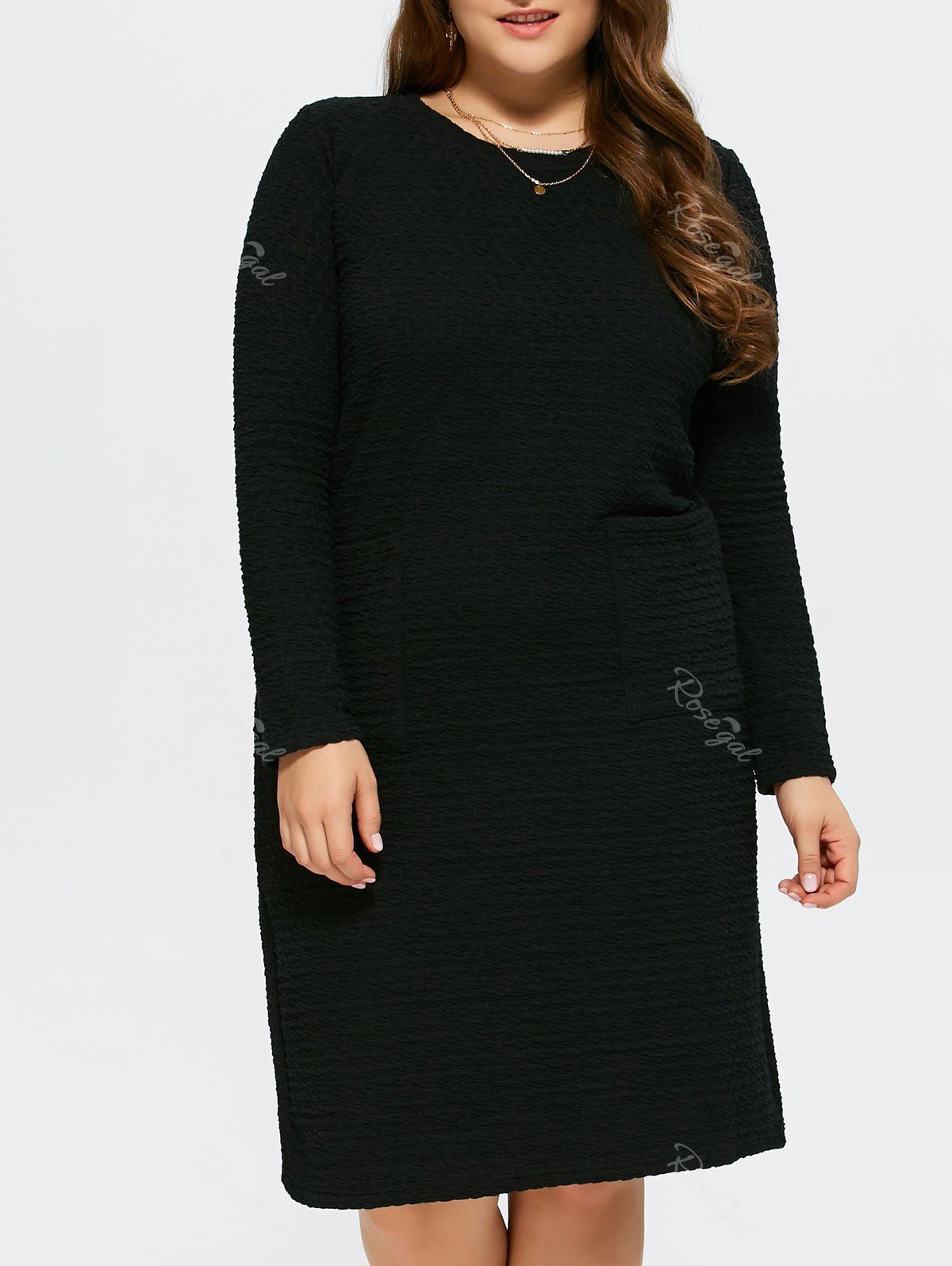 [54% OFF] Plus Size Knee Length Shift Dress | Rosegal