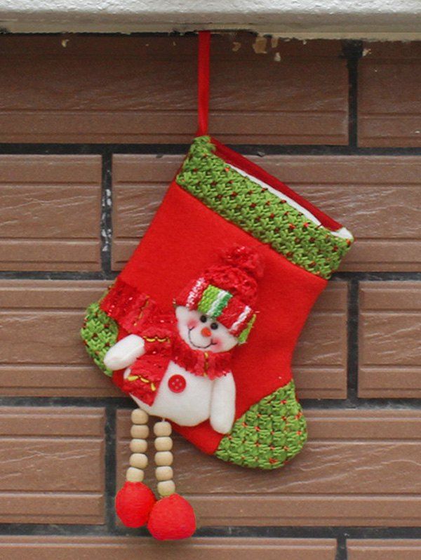 

Merry Christmas Decoration Snowman Hanging Present Sock, White