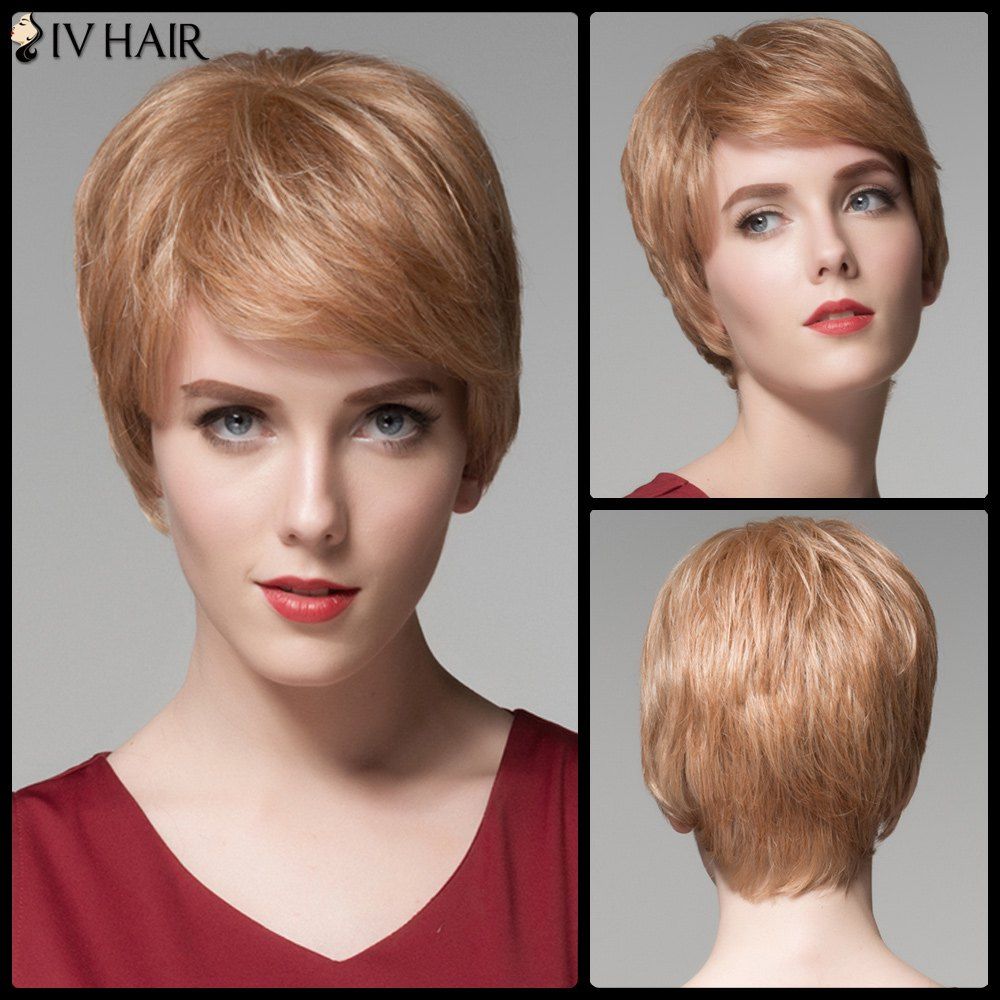 15 Off Siv Hair Pixie Cut Short Side Bang Straight Real Natural