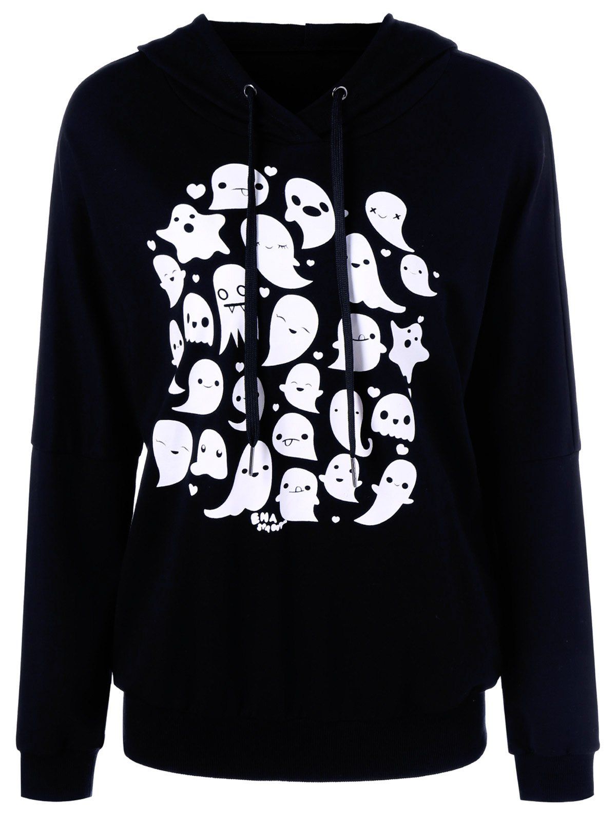 Black M Halloween Ghost Print Hoodie | RoseGal.com