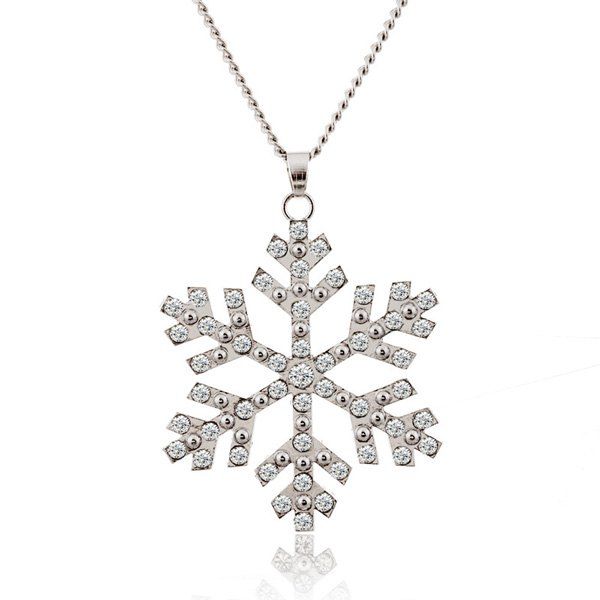 

Christmas Snowflake Pendant Sweater Necklace Chain, Silver