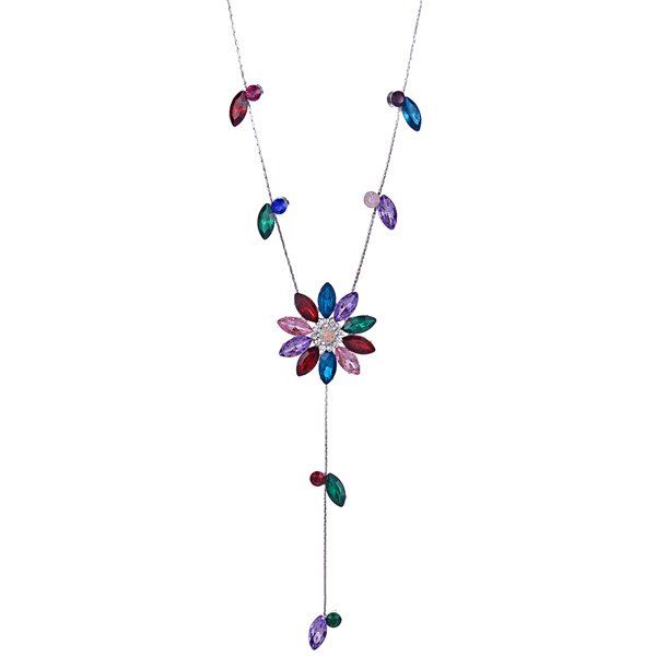 

Floral Faux Crystal Sweater Chain, Red