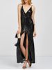 Sequin Slit Cami Long Glitter Evening Dress -  