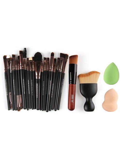 

22 Pcs Face Eye Makeup Brushes and Makeup Sponges, Rose gold